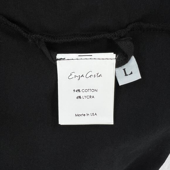 ENZA COSTA Detached Mockneck Top Womens Large Black Brushed Cotton Long Sleeve - Picture 11 of 16